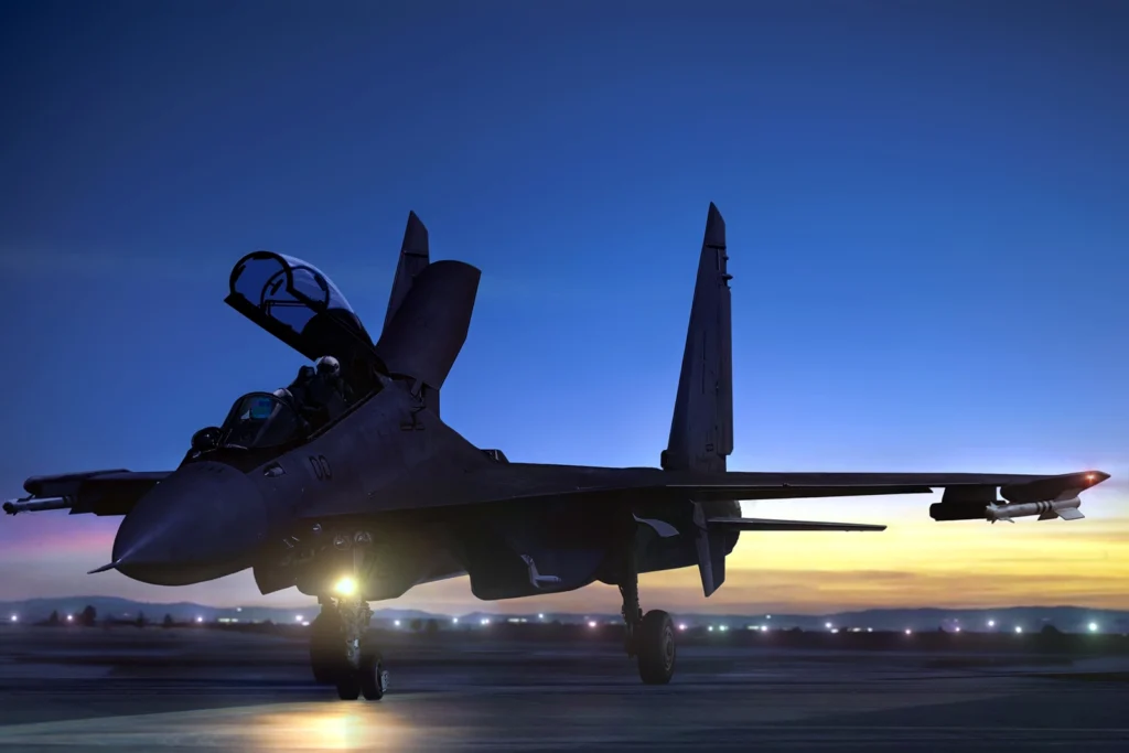 military fasteners for military aircraft shown at night